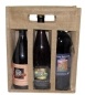 Preview: Jute-Weinpräsent-Verpackung,für 3 Flaschen, m. SichtfensterAusschnitt-Griff