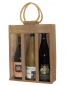 Preview: Jute-Weinpräsent-Verpackung,für 3 Flaschen, m. Sichtfenster,Bügel-Griff