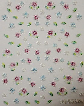 Sticker Blumen,rosa-blau-grün