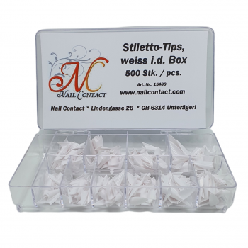 500 Stk. Stiletto-Tips, weiss, i.d. Box