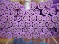 Fimo Stange Smiley lila