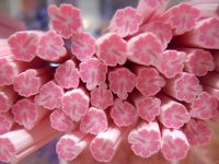 Fimo Stange Blumen Hibiskus rosa