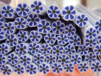 Fimo Stange Blumen weissblau