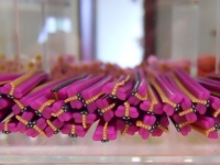 Fimo Stange Schmetterling pinkgelb