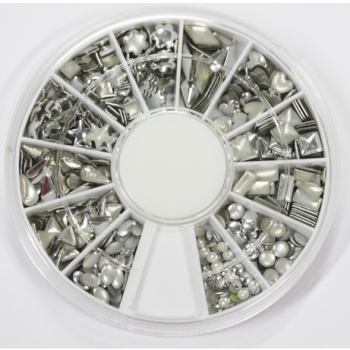 Silber Metallic Flakes, Nieten im Rondell