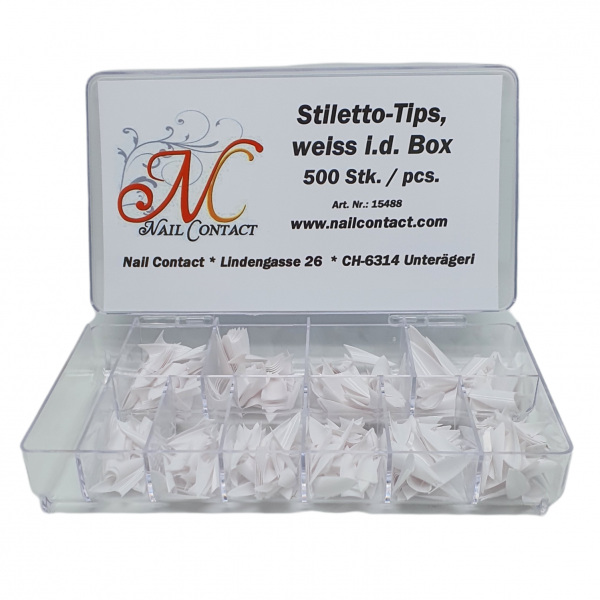 500 Stk. Stiletto-Tips, weiss, i.d. Box