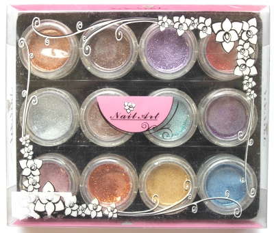 Acryl Glitter Powder Set, 12 Farben