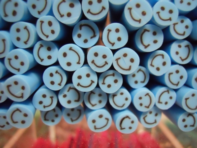 Fimo Stange Smiley blau