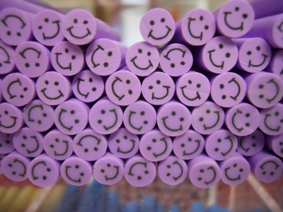 Fimo Stange Smiley lila
