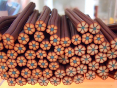 Soft Ceramic bar Flower brown-blue