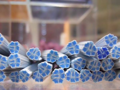 Soft Ceramic bar Flower Hibiscus blue