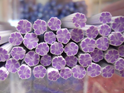 Fimo Stange Blumen Hibiskus violett