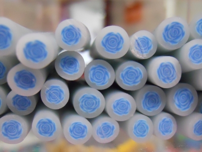 Fimo Stange Blumen Rose blauhell