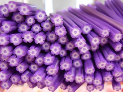 Soft Ceramic bar Flower purple-white