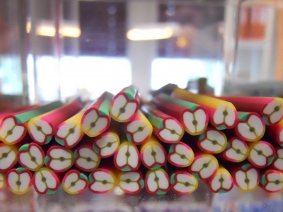 Fimo Stange Früchte Apfel rotgelb