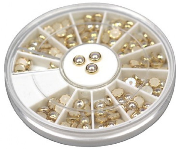 Nail Art Pearl gold umringt 5mm, Rondell