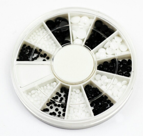 Black and White Nail Rhinestones, Rondell