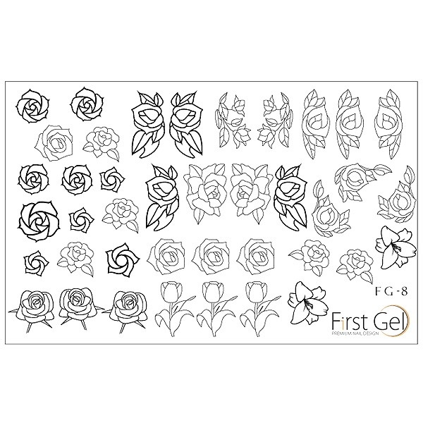 First Gel Nail Trafaret , FG-8